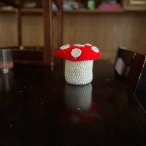 Red and White Crochet Mushroom jar